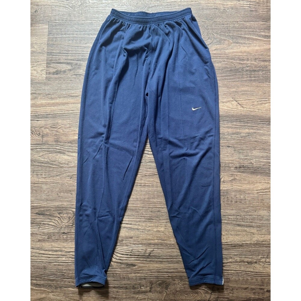 Vintage Nike Running Pants Mens XL Navy Blue Reflective Ankle Zip Y2K Training
